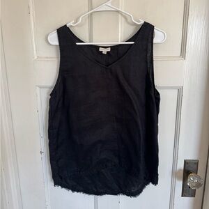 Garnet Hill black linen top size 8.